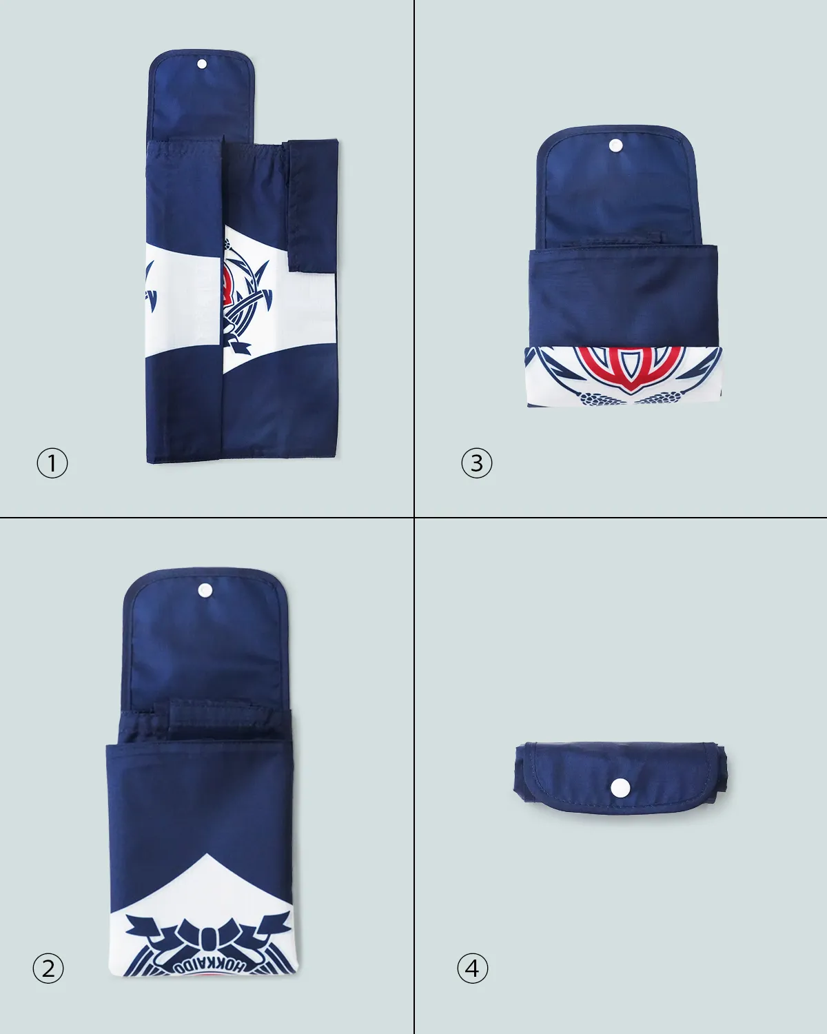 ナイロンリップストップレジ型エコバッグ_フラップ折りたたみ_たたみ方